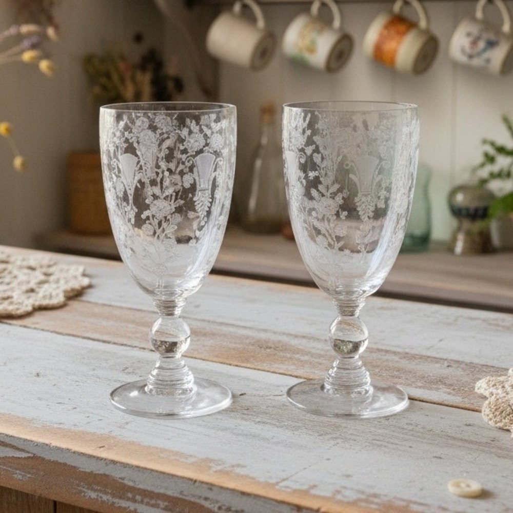 Duncan Miller First Love Sherry Wine Glasses Goblets Set of 2